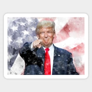 Donald Trump pointing with American flag Magnet